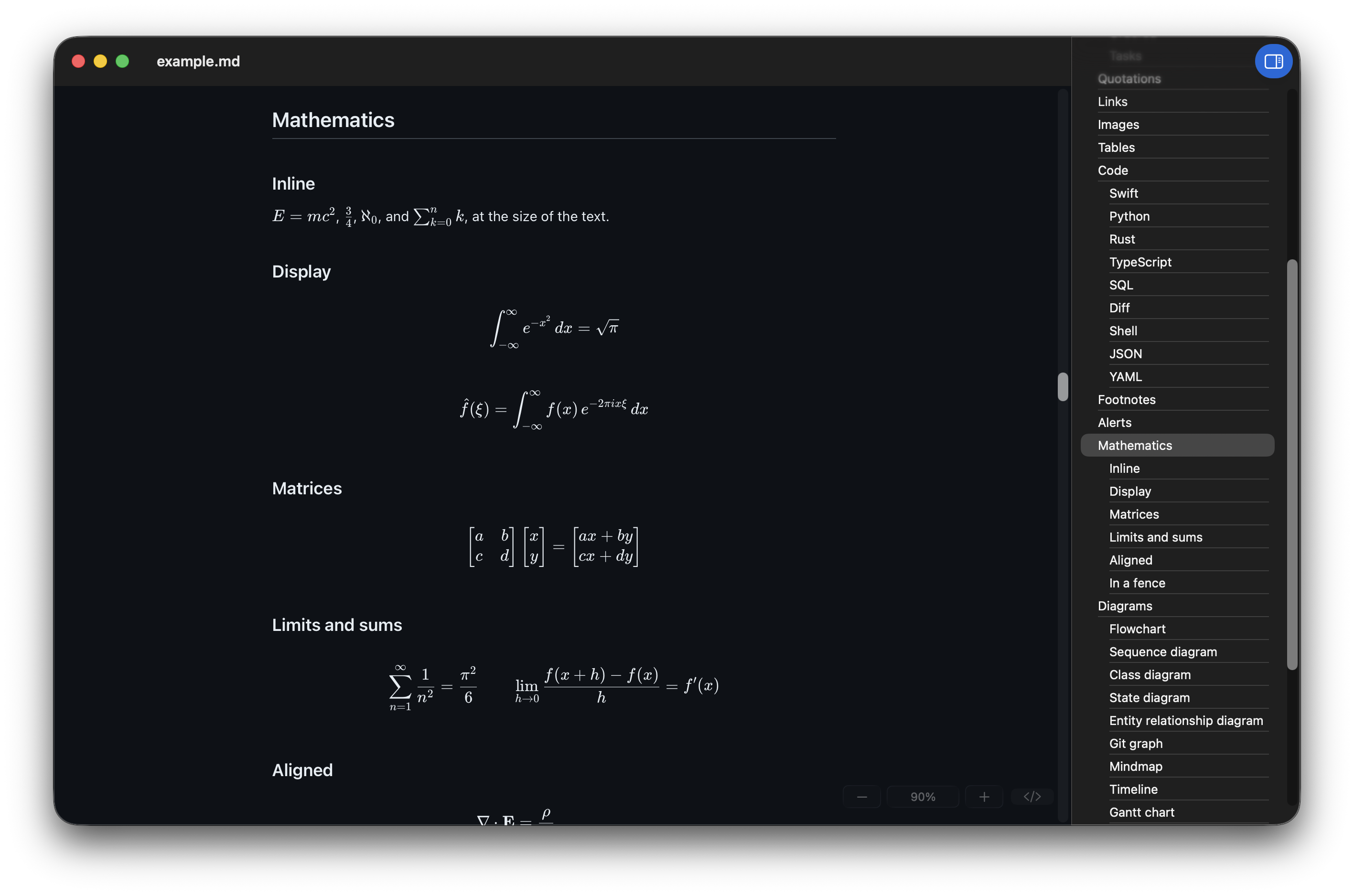 Typeset equations in a document.