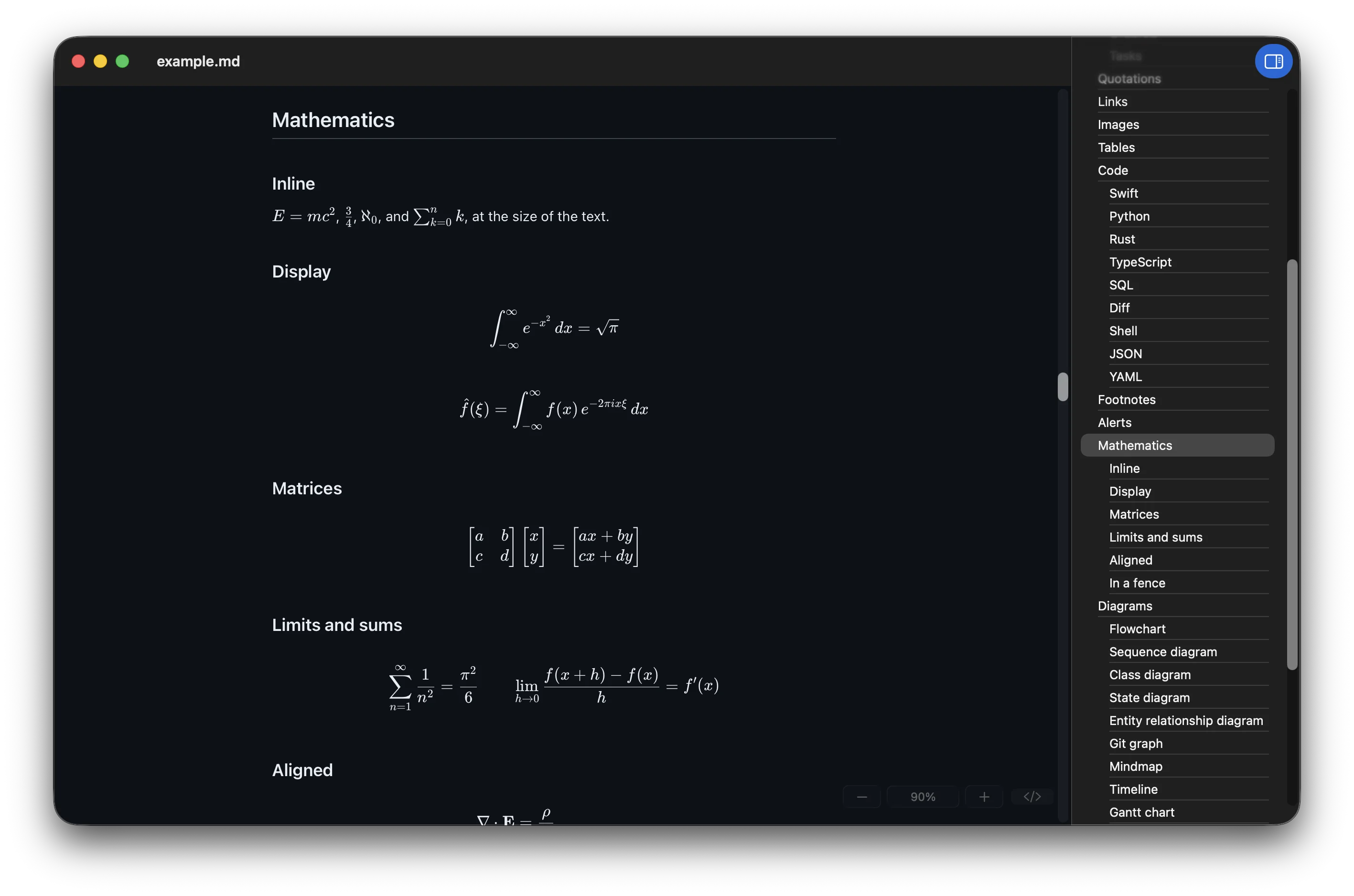 Typeset equations in a document.